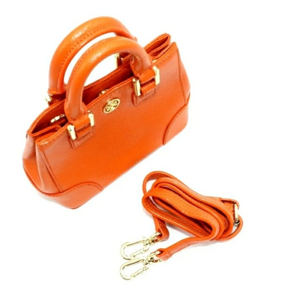 NEW TORY BURCH "SUPER RARE" 11 INCH MINI SHOULDER BAG WITH STRAP; SAMBA ORANGE